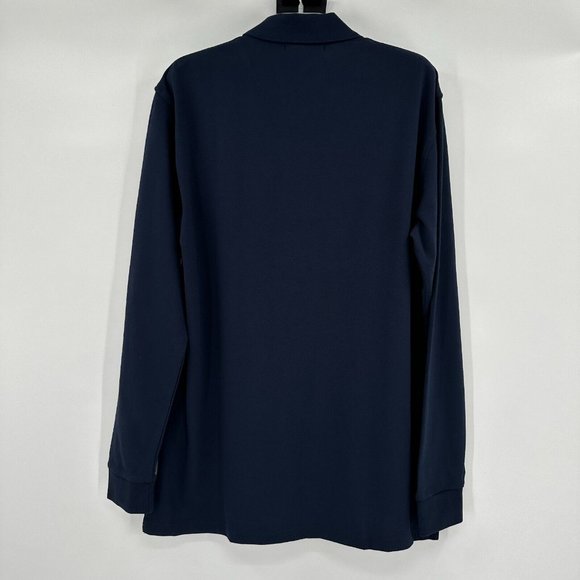 Quince Men's Organic Cotton Long Sleeve Pique Polo Shirt Navy Blue sz S NWT - Picture 5 of 5